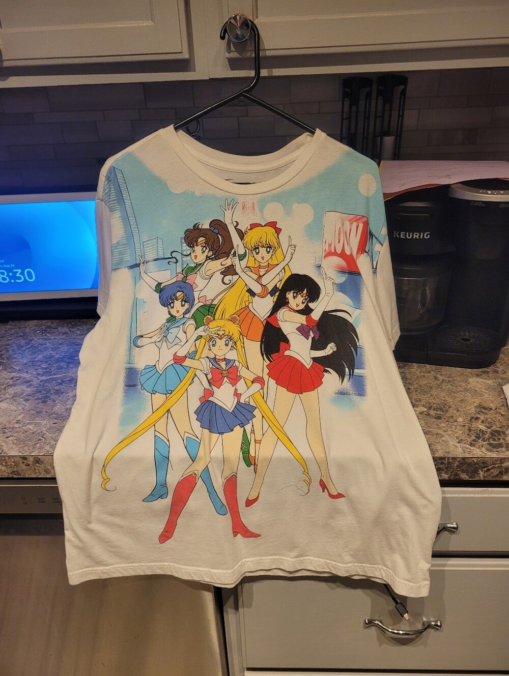 Sailor Moon and the Sailor Guardian Graphic Vintage T-Shirt - White Size xl